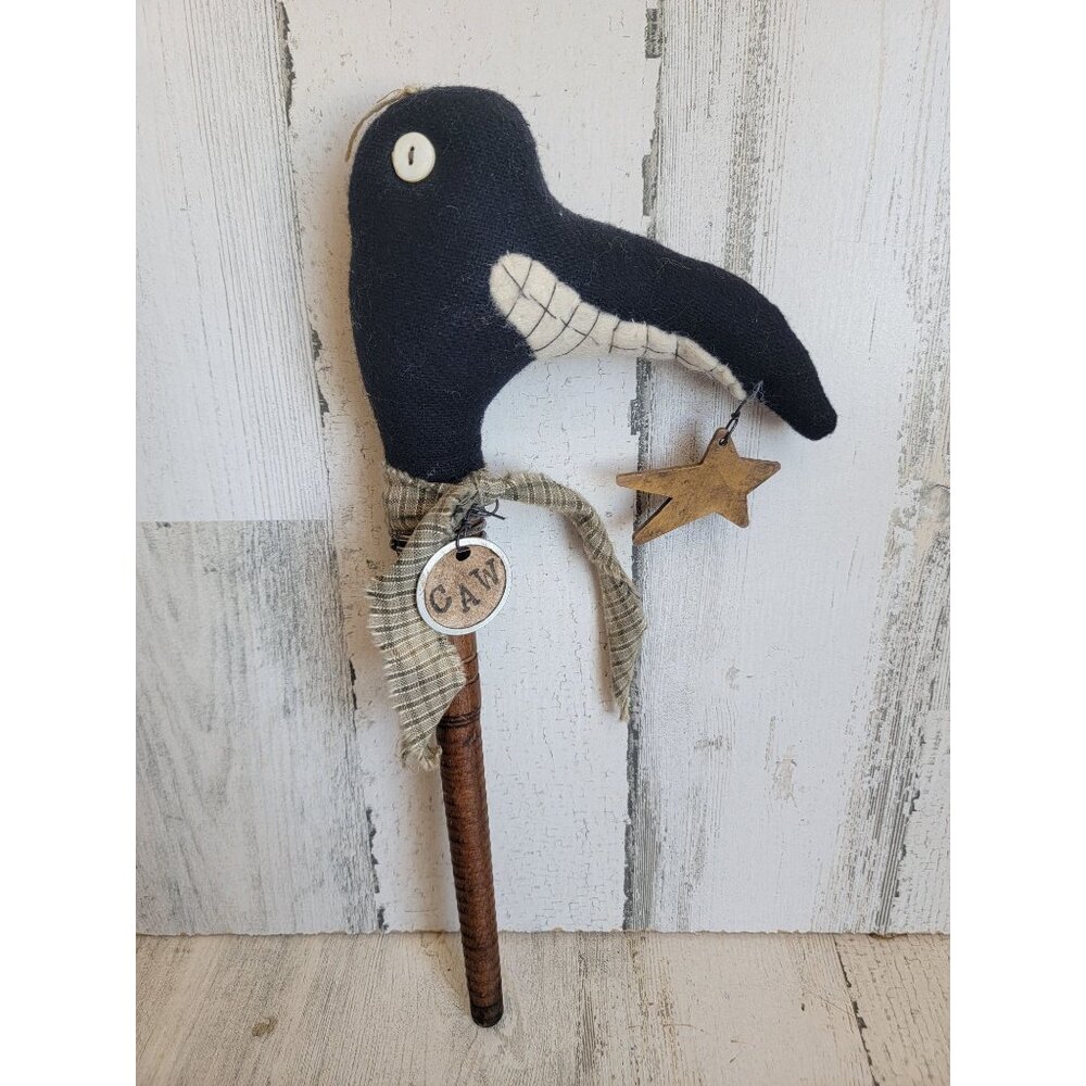Unique crow mini staff Halloween Caw rustic star bird decor